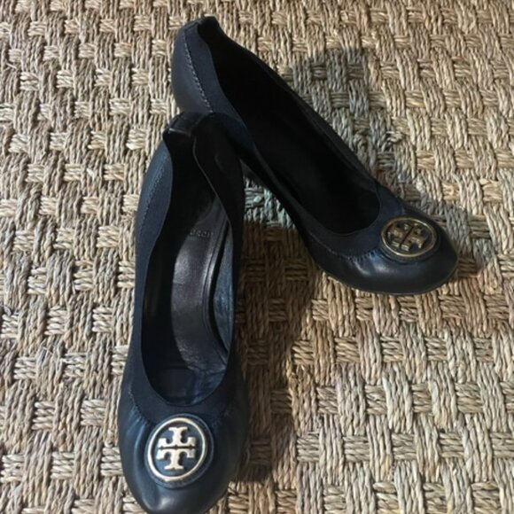 Tory Burch Caroline 2 wedge ballet on black nappa - Picture 2 of 8